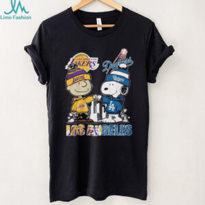Snoopy and Charlie Brown Los Angeles Lakers & Dodgers City Love T Shirt
