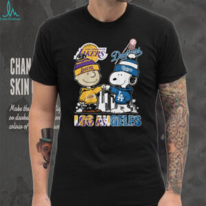 Snoopy and Charlie Brown Los Angeles Lakers & Dodgers City Love T Shirt