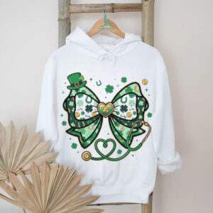 St. Patrick's Day Nurse Stethoscope Clover Bow Lucky Healthcare Shirt