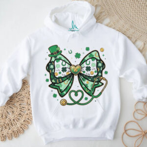 St. Patrick's Day Nurse Stethoscope Clover Bow Lucky Healthcare Shirt
