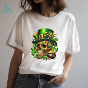 Sugar Skull Leprechaun with Gold Coins and Shamrocks St. Paddy's Day Tee
