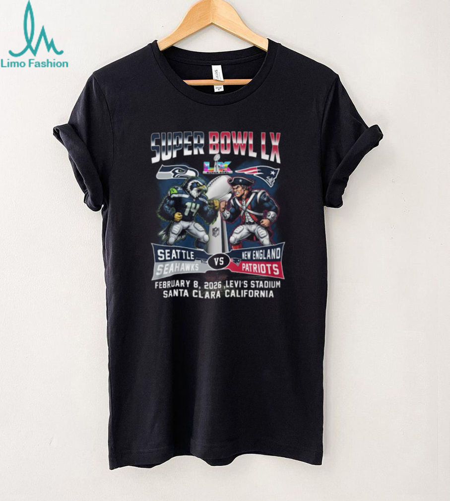 Super Bowl LX 2026 Seattle Seahawks vs New England Patriots Matchup T Shirt Super Bowl LX 2026 Seattle Seahawks vs New England Patriots Matchup T Shirt