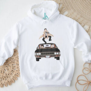 Supernatural Castiel Jumping Over Impala Fan Art White T Shirt Supernatural Castiel Jumping Over Impala Fan Art White T Shirt