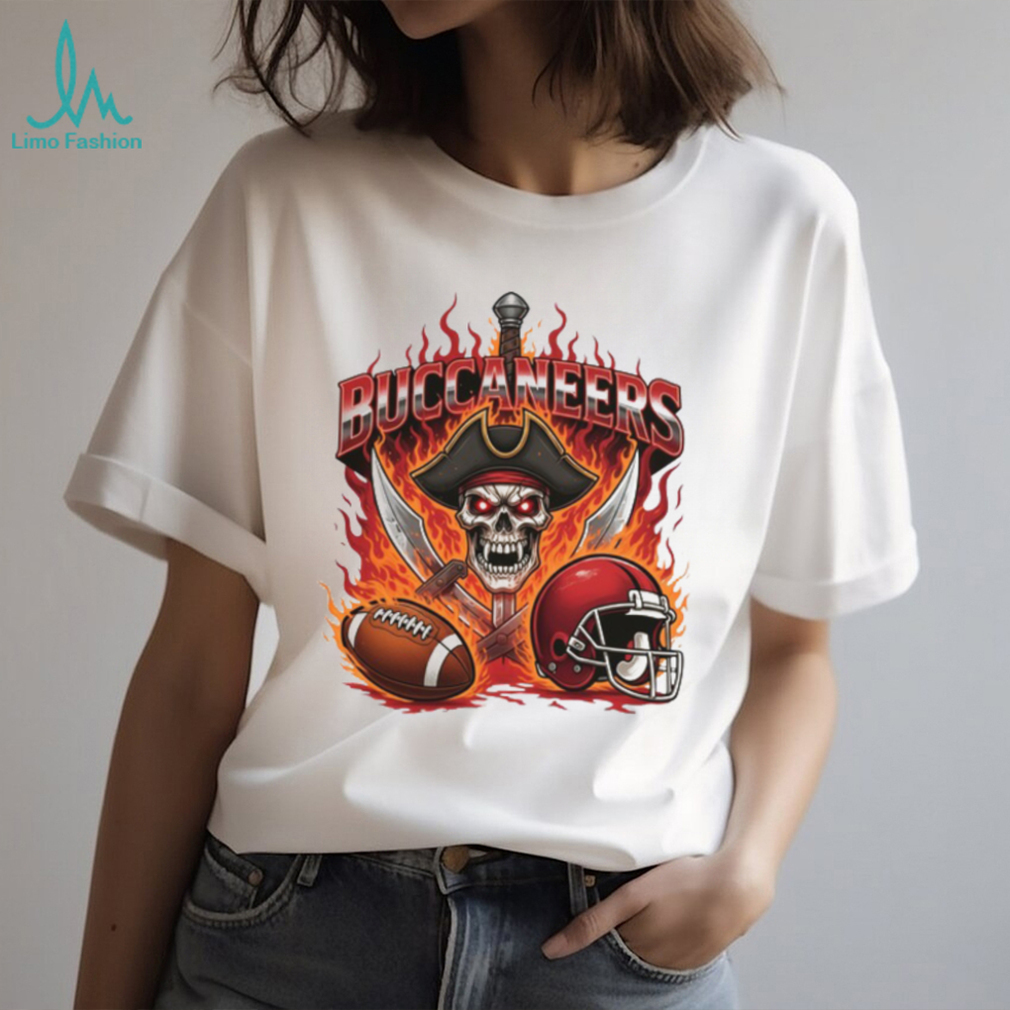 Tampa Bay Buccaneers Skull & Fire Graphic Football T Shirt Tampa Bay Buccaneers Skull & Fire Graphic Football T Shirt