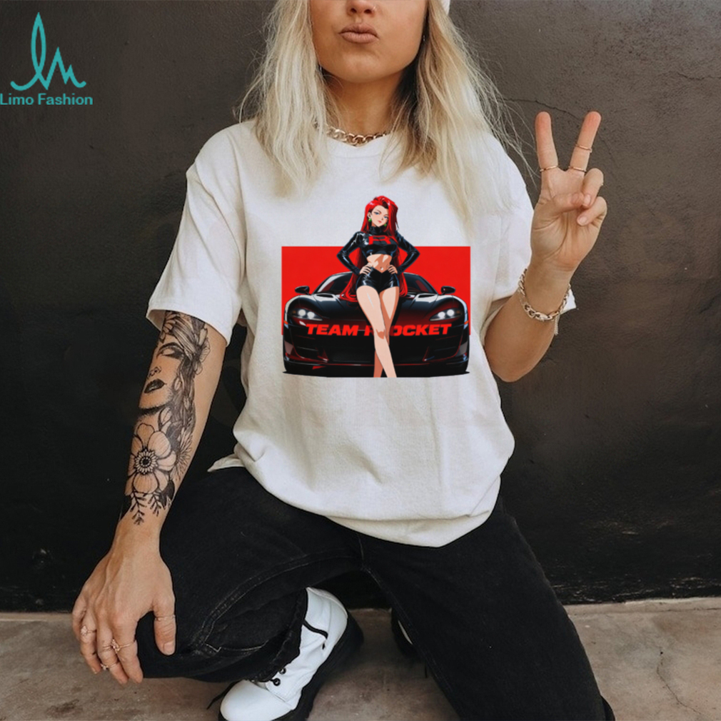 Team Rocket Jessie Anime Girl with Sports Car Graphic Tee Team Rocket Jessie Anime Girl with Sports Car Graphic Tee