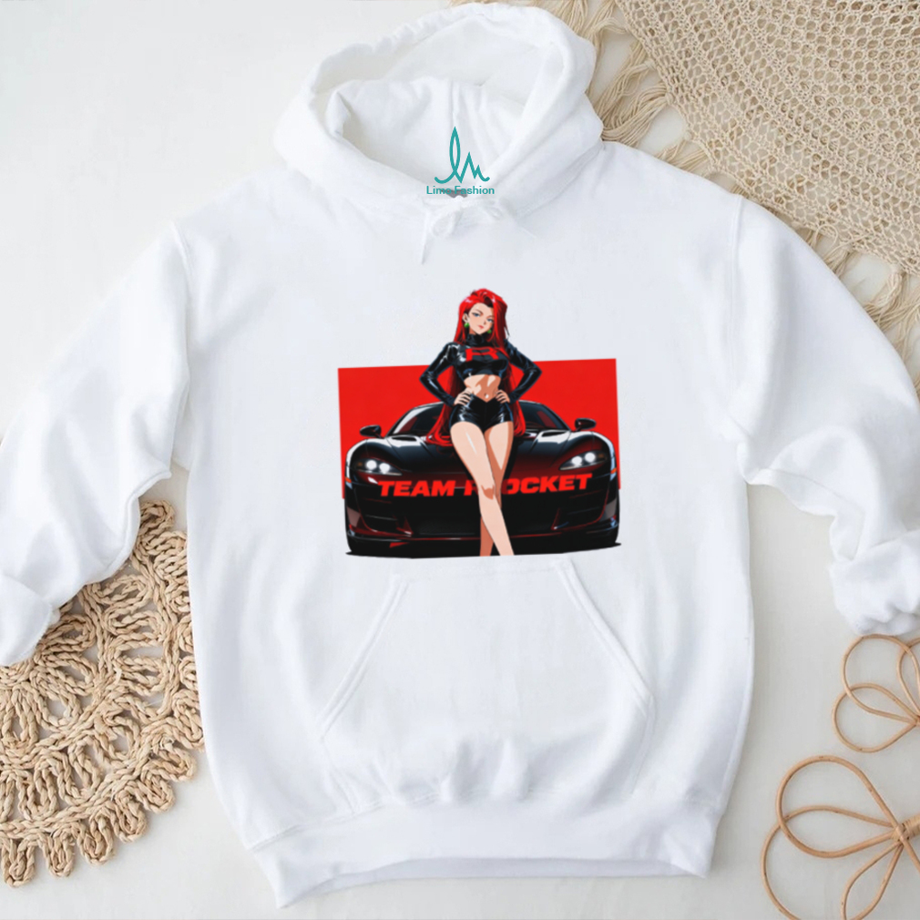 Team Rocket Jessie Anime Girl with Sports Car Graphic Tee Team Rocket Jessie Anime Girl with Sports Car Graphic Tee