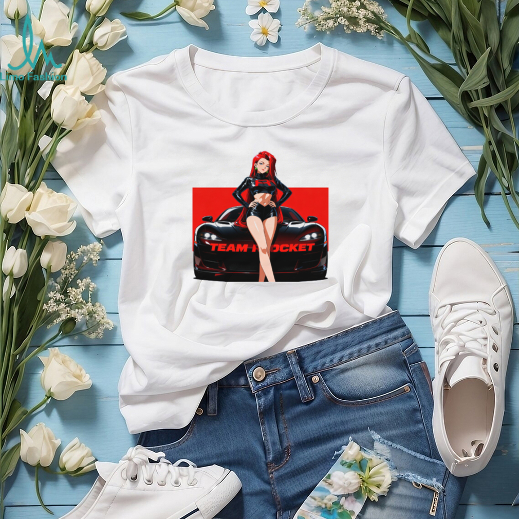 Team Rocket Jessie Anime Girl with Sports Car Graphic Tee Team Rocket Jessie Anime Girl with Sports Car Graphic Tee