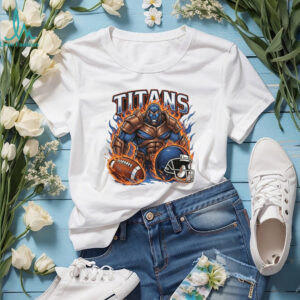 Tennessee Titans Blue Giant Monster Fire & Football Shirt