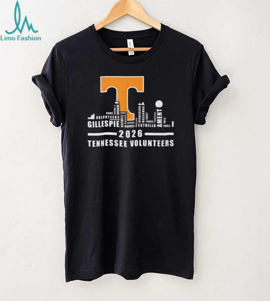 Tennessee Volunteers 2026 Roster Player Names Typography T Shirt Tennessee Volunteers 2026 Roster Player Names Typography T Shirt