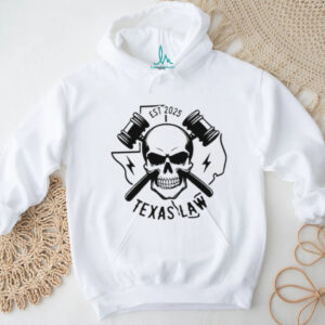Texas Law Skull and Gavels Est 2025 Graphic White T Shirt