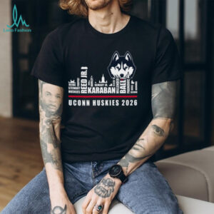 UConn Huskies 2026 Roster Skyline Basketball Black T Shirt UConn Huskies 2026 Roster Skyline Basketball Black T Shirt