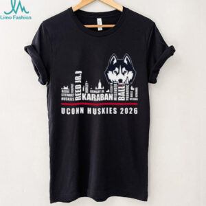 UConn Huskies 2026 Roster Skyline Basketball Black T Shirt