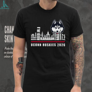 UConn Huskies 2026 Roster Skyline Basketball Black T Shirt
