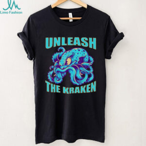 Unleash The Kraken T Shirt Blue Octopus Sea Monster Graphic Tee