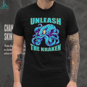 Unleash The Kraken T Shirt Blue Octopus Sea Monster Graphic Tee