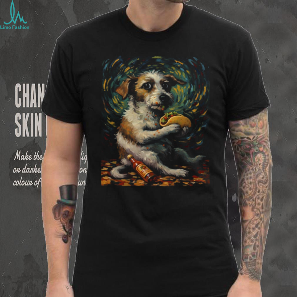 Van Gogh Style Starry Night Dog Eating Taco Oil Painting Art T Shirt Van Gogh Style Starry Night Dog Eating Taco Oil Painting Art T Shirt
