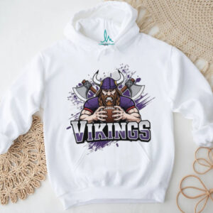 Vikings Football Warrior with Axes Graphic Tee Vikings Football Warrior with Axes Graphic Tee