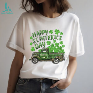 Vintage Green Leopard Shamrock Farm Truck St. Patrick's Day T Shirt