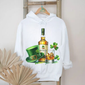 Vintage Irish Whiskey Bottle and Green Leprechaun T Shirt Design