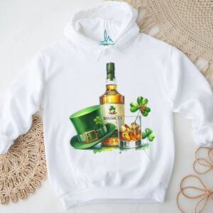 Vintage Irish Whiskey Bottle and Green Leprechaun T Shirt Design