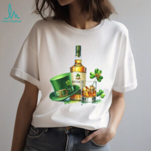 Vintage Irish Whiskey Bottle and Green Leprechaun T Shirt Design