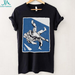 Vintage Judo Throw Martial Arts Graphic Blue Silhouette T Shirt