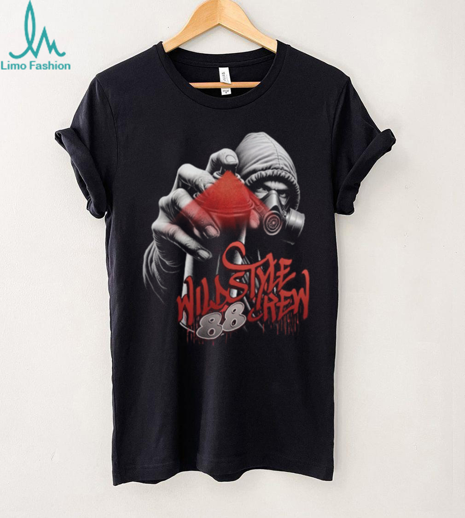 Wild Style Crew 88 Graffiti Artist Mask and Spray Can Streetwear Tee Wild Style Crew 88 Graffiti Artist Mask and Spray Can Streetwear Tee