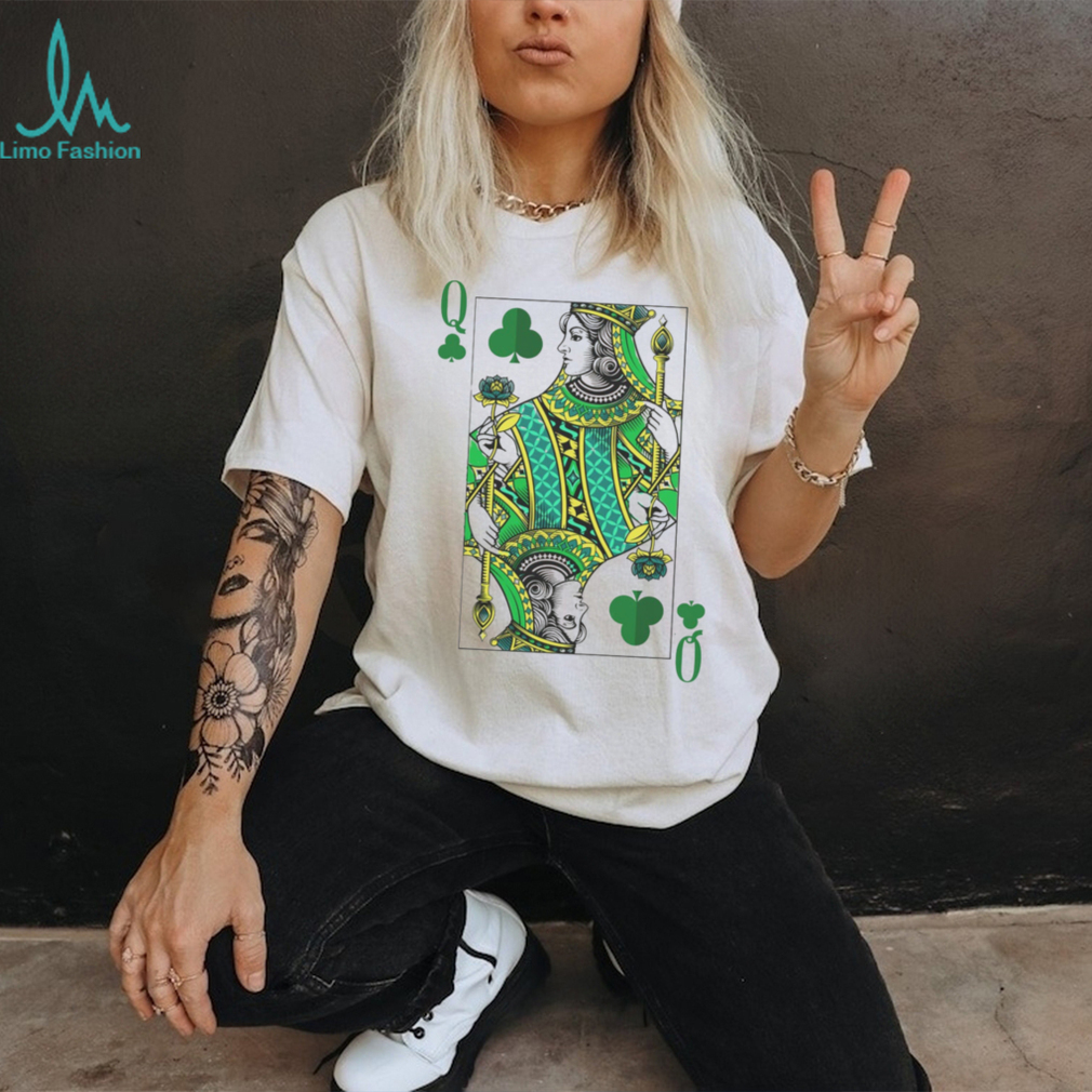 Queen of Clubs Green Playing Card St. Patrick’s Day Fashion T Shirt Queen of Clubs Green Playing Card St. Patrick’s Day Fashion T Shirt