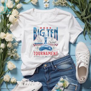 2026 Big Ten Men’s Basketball Tournament Chicago Skyline White T shirt 2026 Big Ten Men’s Basketball Tournament Chicago Skyline White T shirt