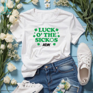 AEW Luck O' The Sickos St. Patrick's Day Clover White T Shirt