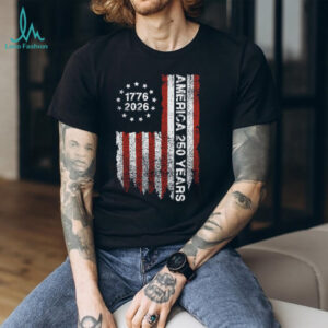 America 250 Years 1776 2026 Vertical Distressed Flag T Shirt