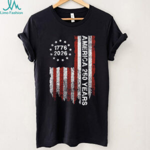 America 250 Years 1776 2026 Vertical Distressed Flag T Shirt