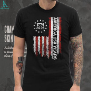 America 250 Years 1776 2026 Vertical Distressed Flag T Shirt