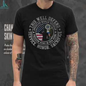 American Woman Veteran Freedom Runs In Her Veins Patriotic T Shirt