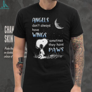 Angels Don't Always Have Wings Snoopy Dog Paws Black T Shirt