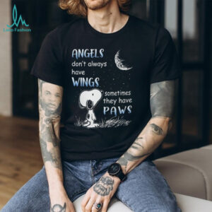 Angels Don't Always Have Wings Snoopy Dog Paws Black T Shirt