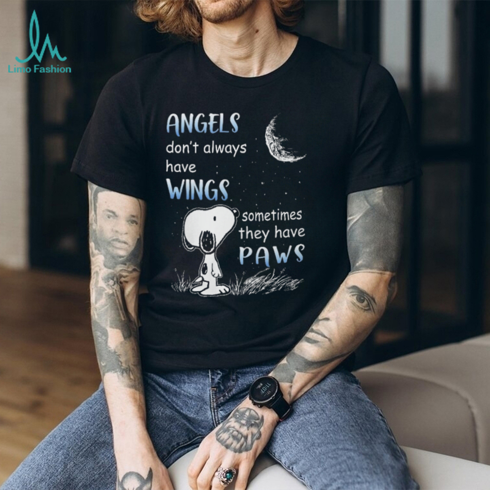 Angels Don’t Always Have Wings Snoopy Dog Paws Black T Shirt Angels Don’t Always Have Wings Snoopy Dog Paws Black T Shirt
