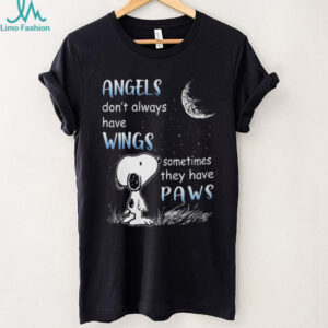 Angels Don't Always Have Wings Snoopy Dog Paws Black T Shirt