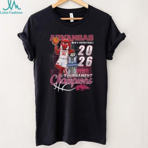 Arkansas Razorbacks 2026 SEC Champions Mascot Big Red Trophy Men's Basketball T Shirt