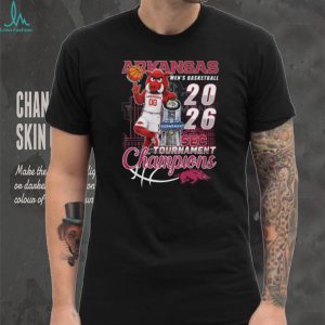 Arkansas Razorbacks 2026 SEC Champions Mascot Big Red Trophy Men's Basketball T Shirt
