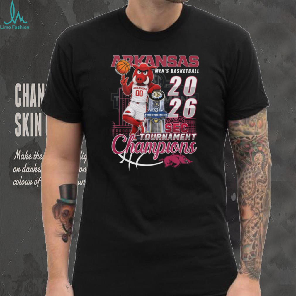 Arkansas Razorbacks 2026 SEC Champions Mascot Big Red Trophy Men’s Basketball T Shirt Arkansas Razorbacks 2026 SEC Champions Mascot Big Red Trophy Men’s Basketball T Shirt