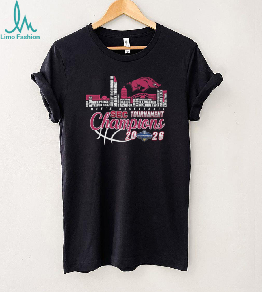 Arkansas Razorbacks 2026 SEC Tournament Champions City Skyline Typography T Shirt Arkansas Razorbacks 2026 SEC Tournament Champions City Skyline Typography T Shirt