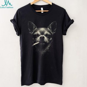 Badass Chihuahua Smoking Cigarette Vintage Style Black T Shirt