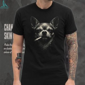 Badass Chihuahua Smoking Cigarette Vintage Style Black T Shirt