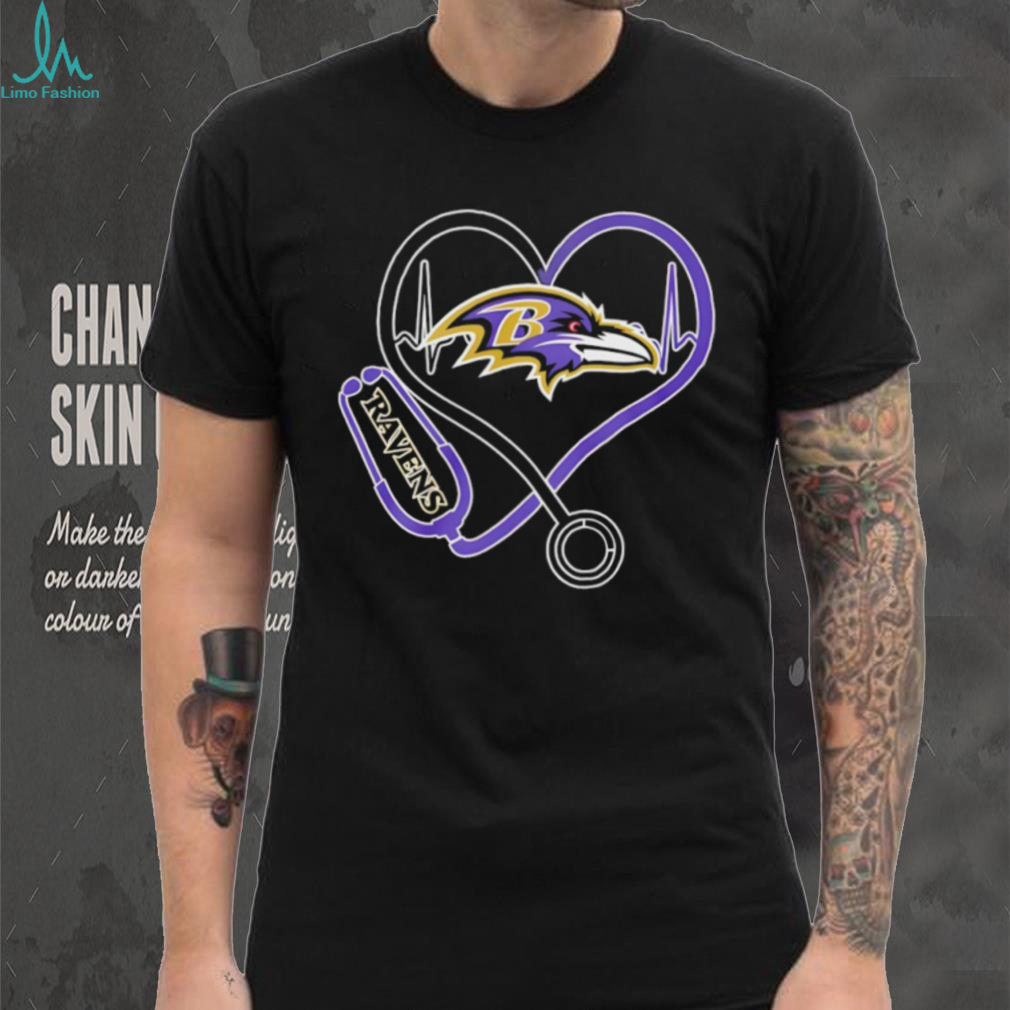 Baltimore Ravens Stethoscope Heartbeat Nurse Medical Fan T Shirt Baltimore Ravens Stethoscope Heartbeat Nurse Medical Fan T Shirt