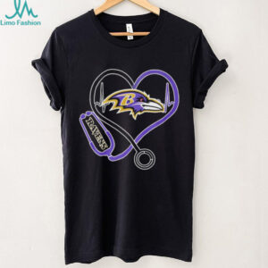 Baltimore Ravens Stethoscope Heartbeat Nurse Medical Fan T Shirt