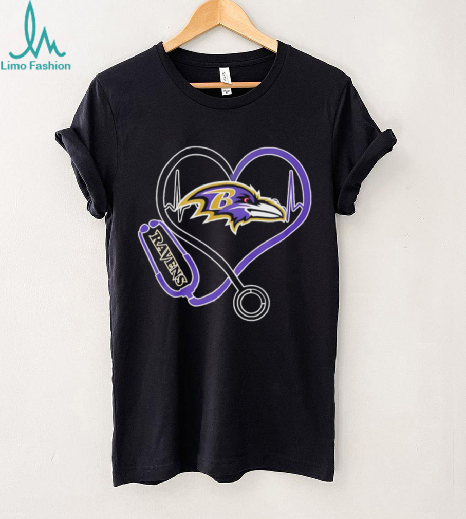 Baltimore Ravens Stethoscope Heartbeat Nurse Medical Fan T Shirt Baltimore Ravens Stethoscope Heartbeat Nurse Medical Fan T Shirt
