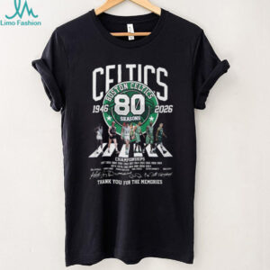 Boston Celtics 80 Seasons 1946 2026 Championships Abbey Road T Shirt