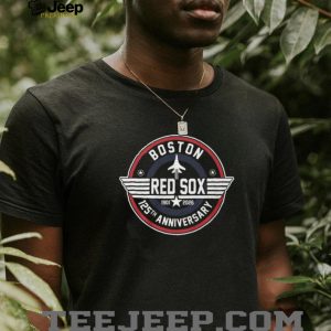 Boston Red Sox 125th Anniversary 1901 2026 Fighter Jet Style Logo T Shirt