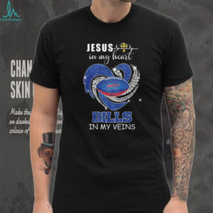 Buffalo Bills In My Veins Jesus In My Heart Rhinestone Style T Shirt